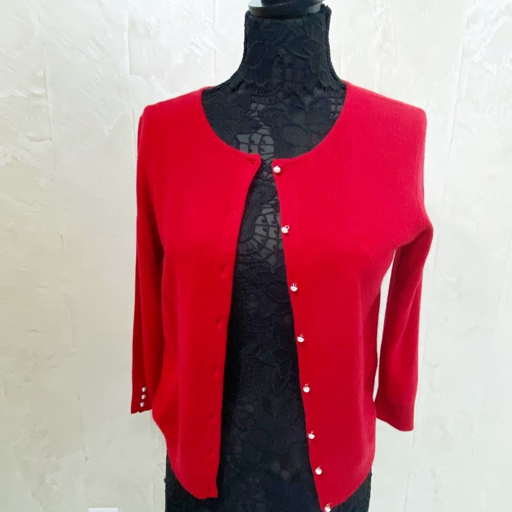 NWT Cashmere Red Cardigan